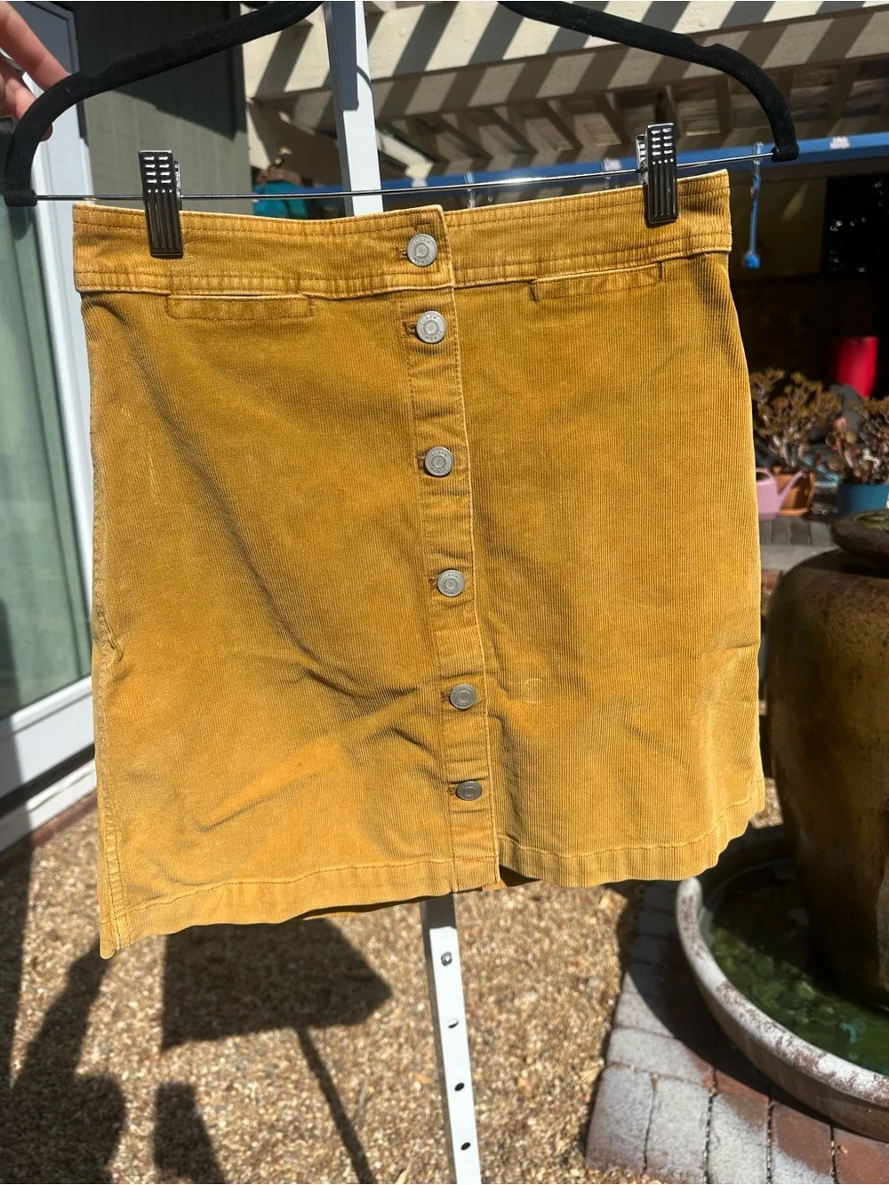 J. Crew Mustard Yellow Button-Front Corduroy Mini Skirt